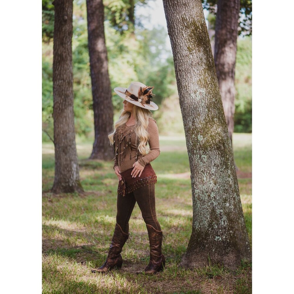 NEW Brown Distressed  Stretch Leggings, Cotton/Lycra Blend, Size S, M,L,XL